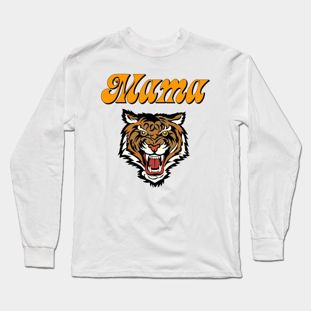 Tiger Mama Game Day Cheer Mom Vintage Tiger Face Long Sleeve T-Shirt by SilverLake